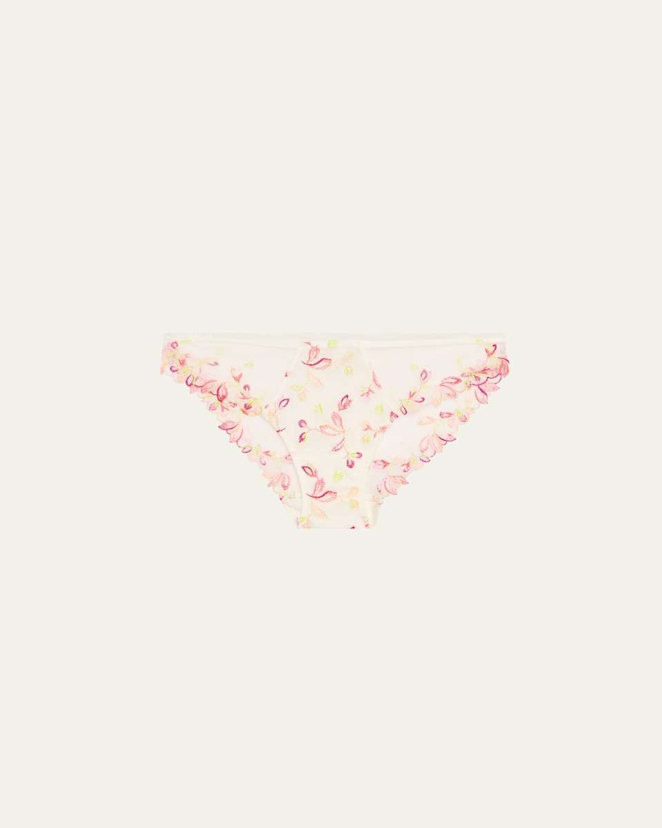 Folie D'Ete Floral-Embroidered Italian Briefs